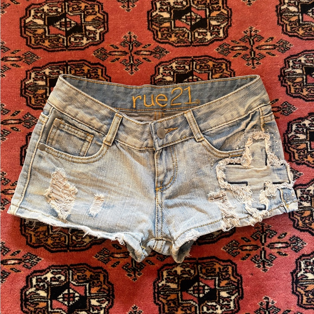 Y2K Rue 21 Bedazzled  Low Rise Shorts